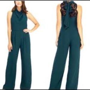 Gal Meets Glam Jumpsuit Lace Tie Back Green